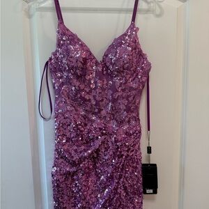 Elegant Purple Sequin Dress